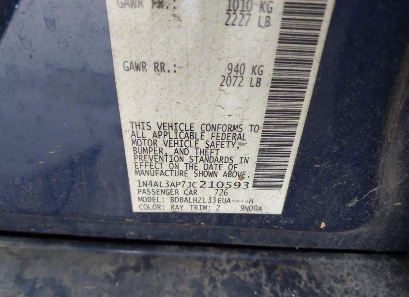 Photo 9 of 2018 Nissan Altima 2.5 SR (VIN 1N4AL3AP7JC210593)