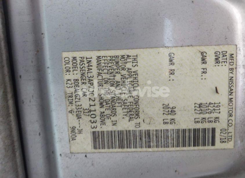 Photo 9 of 2018 Nissan Altima 2.5 S (VIN 1N4AL3AP7JC211033)