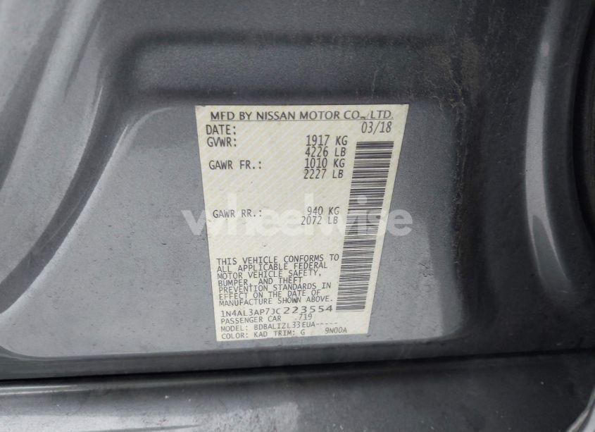 Photo 9 of 2018 Nissan Altima 2.5 SV (VIN 1N4AL3AP7JC223554)