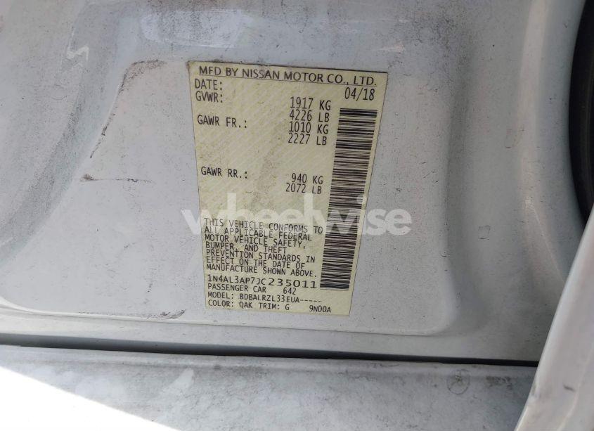 Photo 9 of 2018 Nissan Altima 2.5 SL (VIN 1N4AL3AP7JC235011)