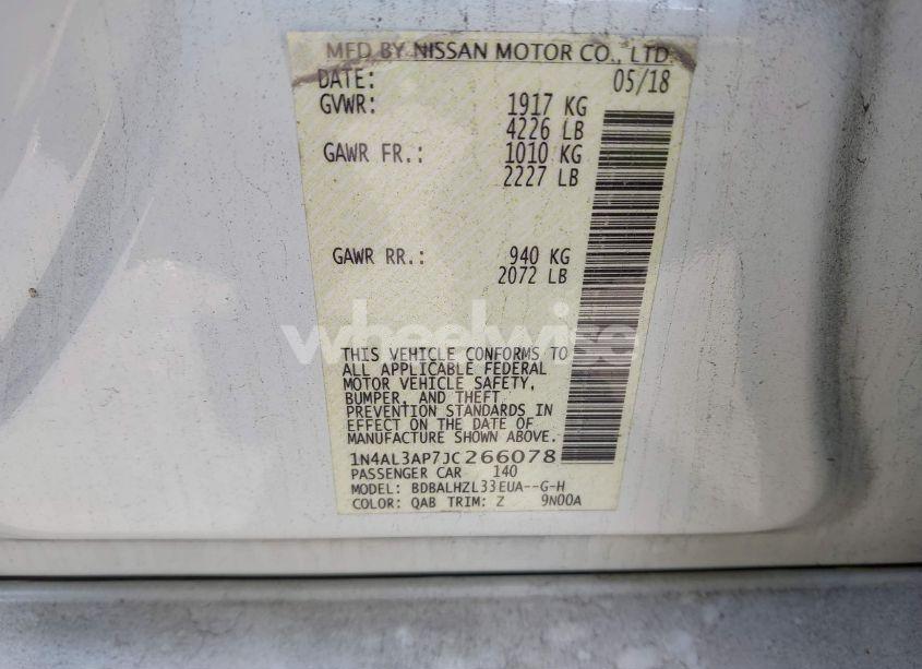 Photo 9 of 2018 Nissan Altima 2.5 SR (VIN 1N4AL3AP7JC266078)