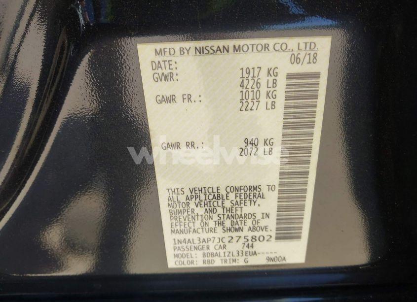 Photo 9 of 2018 Nissan Altima 2.5 SV (VIN 1N4AL3AP7JC275802)