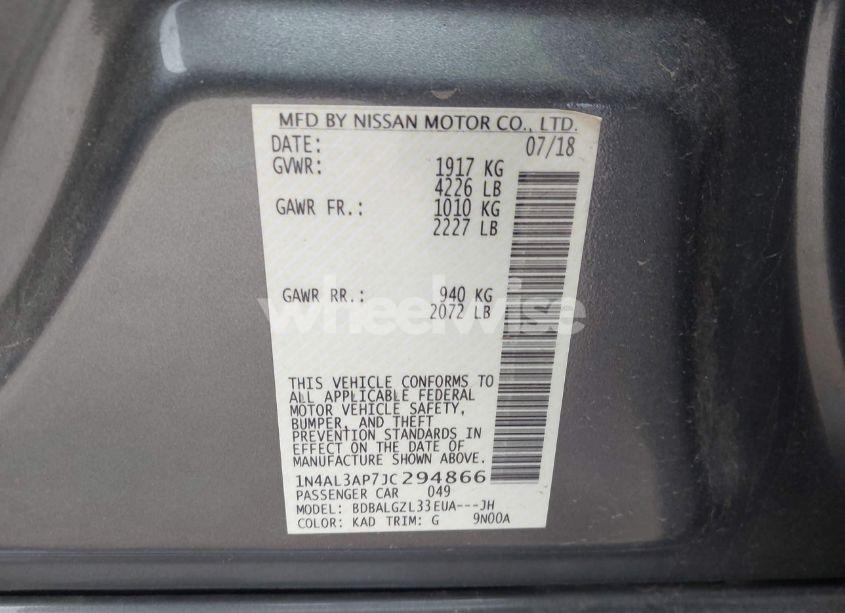 Photo 9 of 2018 Nissan Altima 2.5 S (VIN 1N4AL3AP7JC294866)