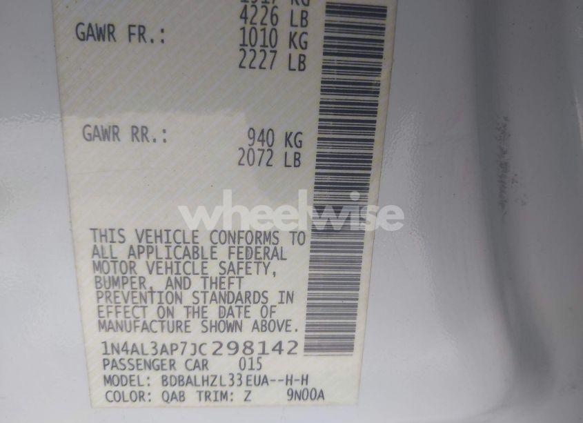 Photo 9 of 2018 Nissan Altima 2.5 SR (VIN 1N4AL3AP7JC298142)