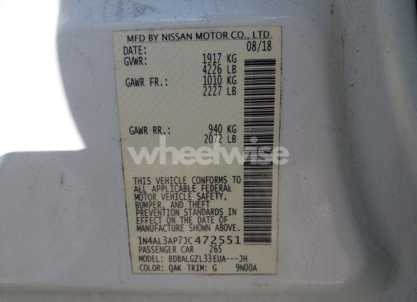 Photo 9 of 2018 Nissan Altima 2.5 S (VIN 1N4AL3AP7JC472551)