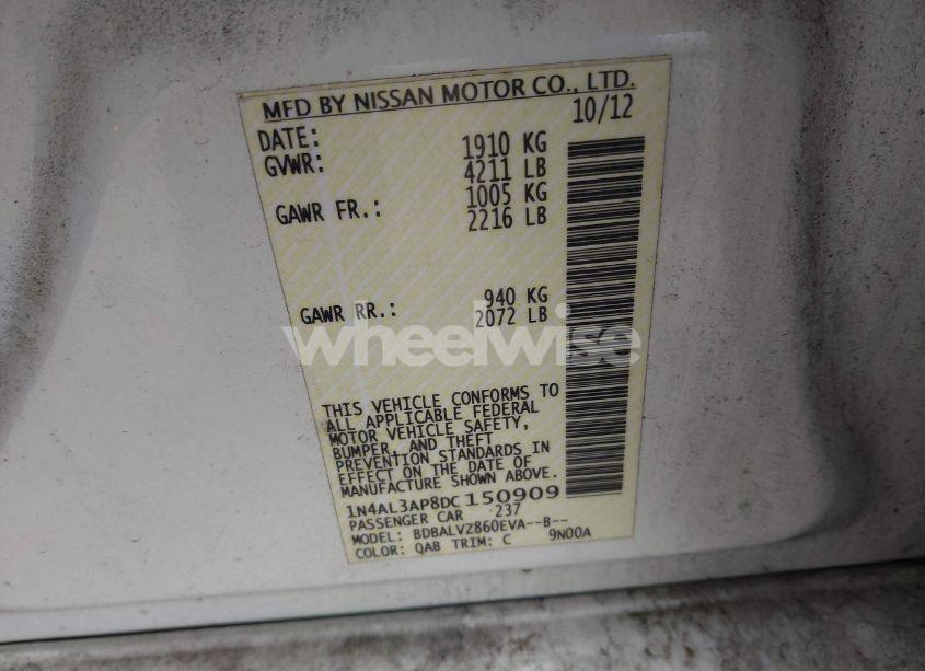 Photo 9 of 2013 Nissan Altima 2.5 SL (VIN 1N4AL3AP8DC150909)