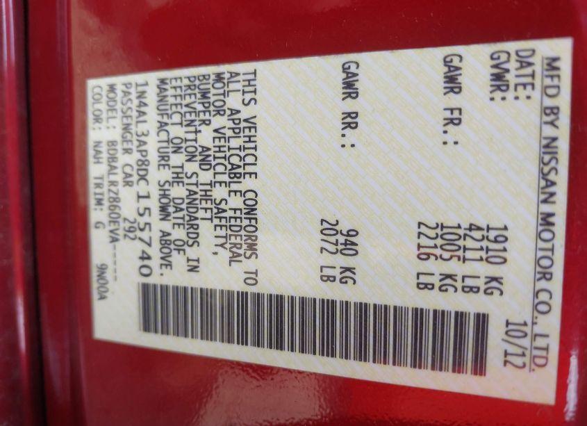 Photo 9 of 2013 Nissan Altima 2.5 S (VIN 1N4AL3AP8DC155740)