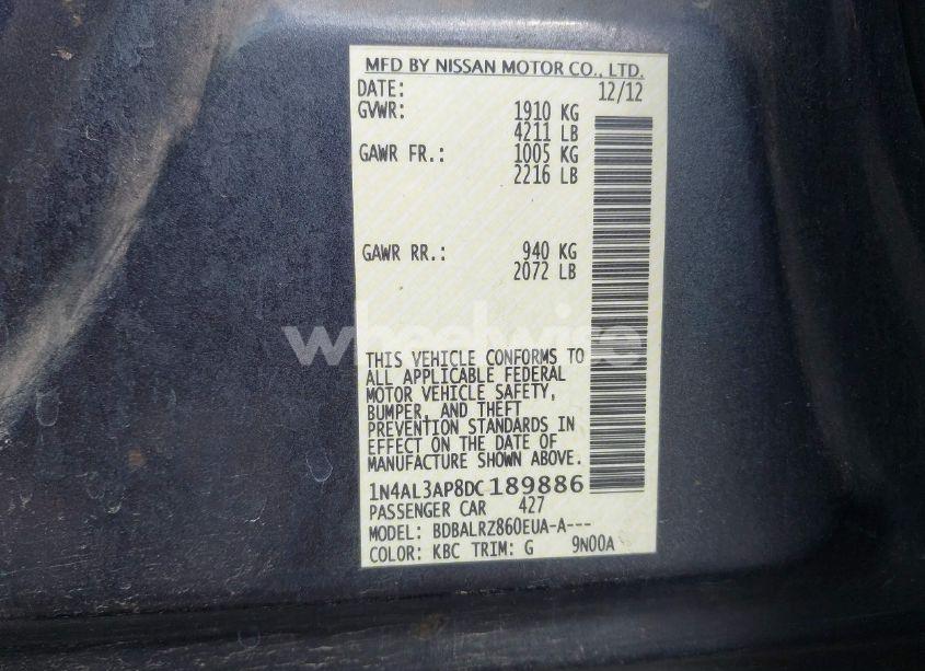 Photo 9 of 2013 Nissan Altima 2.5 S (VIN 1N4AL3AP8DC189886)