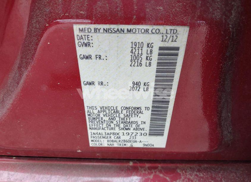 Photo 9 of 2013 Nissan Altima 2.5 S (VIN 1N4AL3AP8DC197230)