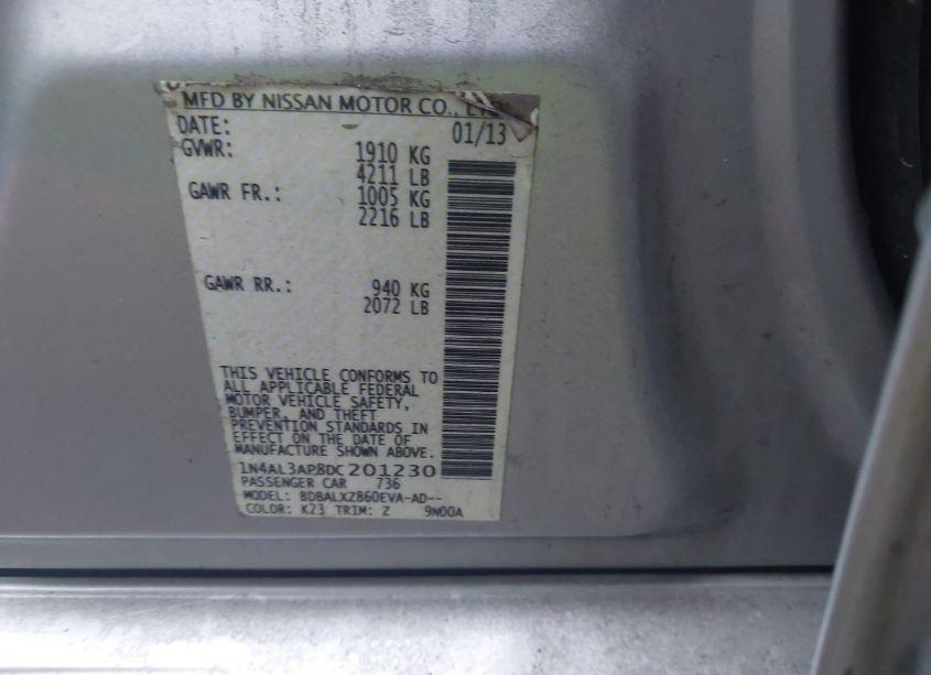 Photo 9 of 2013 Nissan Altima 2.5 SL (VIN 1N4AL3AP8DC201230)