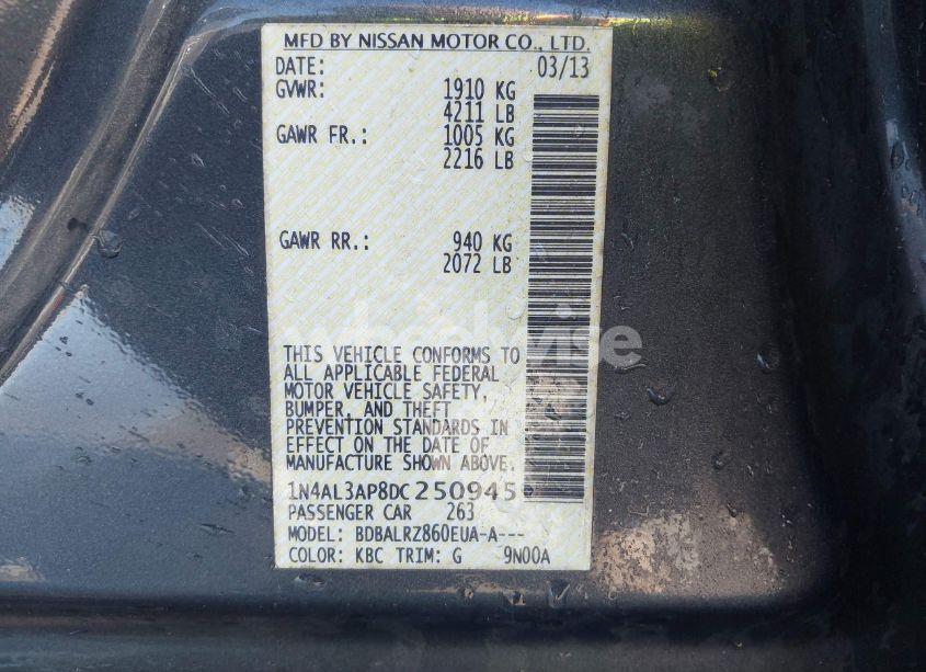 Photo 9 of 2013 Nissan Altima 2.5 S (VIN 1N4AL3AP8DC250945)