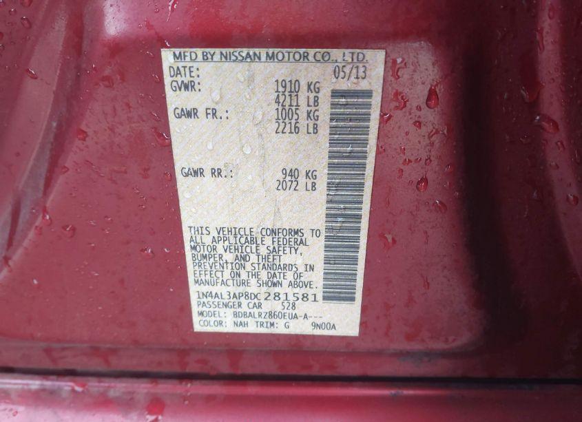 Photo 9 of 2013 Nissan Altima 2.5 S (VIN 1N4AL3AP8DC281581)