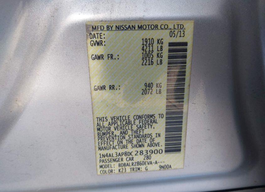 Photo 9 of 2013 Nissan Altima 2.5 S (VIN 1N4AL3AP8DC283900)