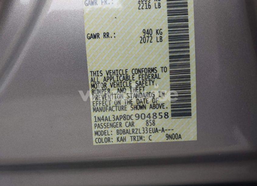 Photo 9 of 2013 Nissan Altima 2.5 S (VIN 1N4AL3AP8DC904858)