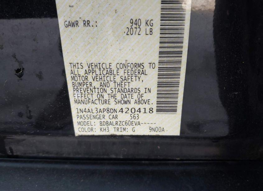 Photo 9 of 2013 Nissan Altima 2.5 S (VIN 1N4AL3AP8DN420418)