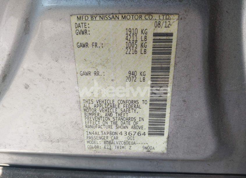 Photo 9 of 2013 Nissan Altima 2.5 SL (VIN 1N4AL3AP8DN436764)