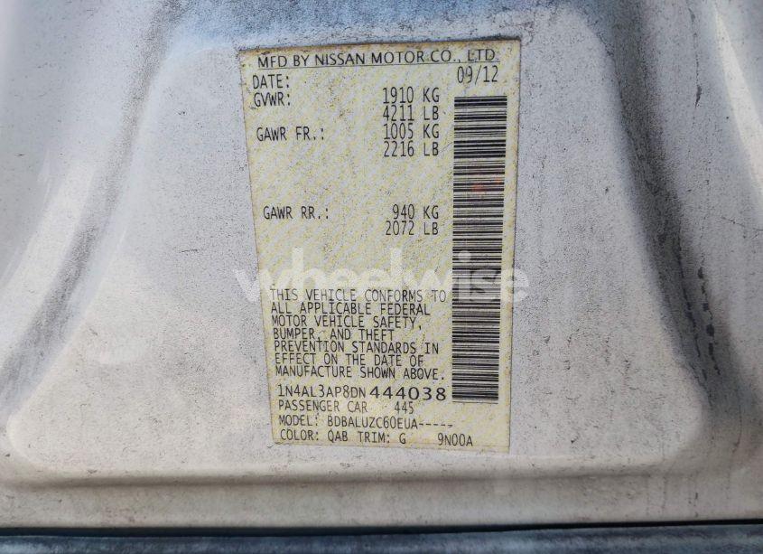 Photo 9 of 2013 Nissan Altima 2.5 SV (VIN 1N4AL3AP8DN444038)