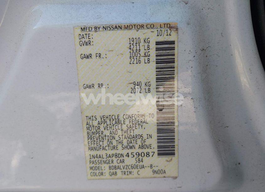 Photo 9 of 2013 Nissan Altima 2.5 SL (VIN 1N4AL3AP8DN459087)