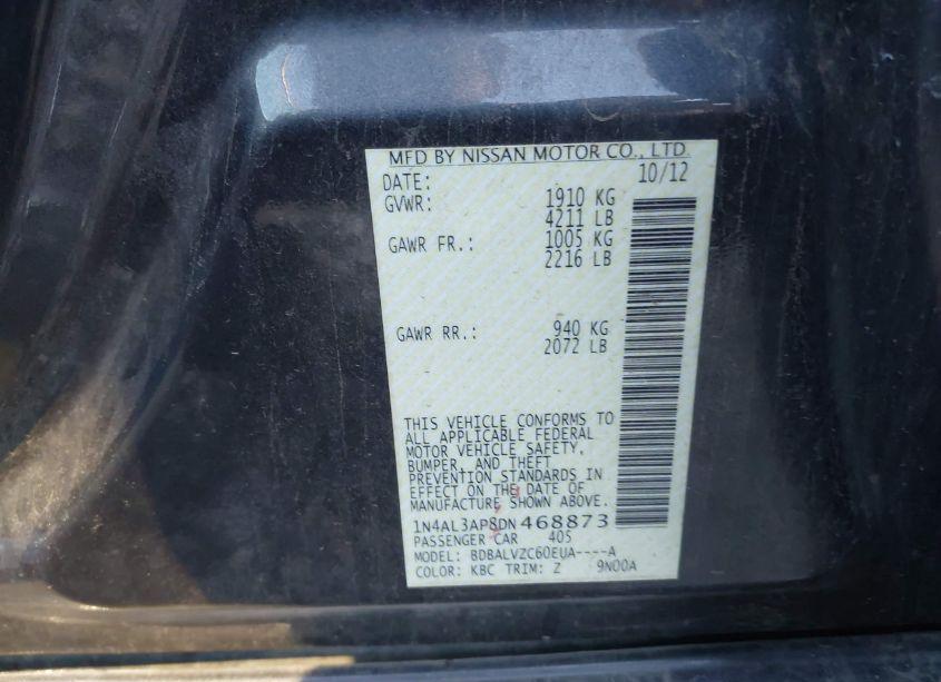 Photo 9 of 2013 Nissan Altima 2.5 SL (VIN 1N4AL3AP8DN468873)