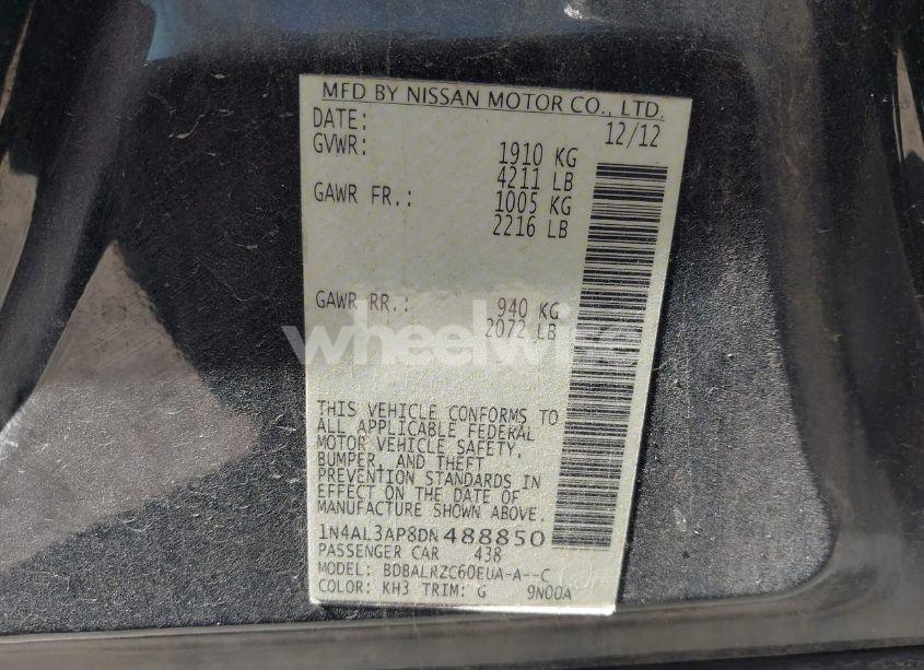 Photo 9 of 2013 Nissan Altima 2.5 S (VIN 1N4AL3AP8DN488850)