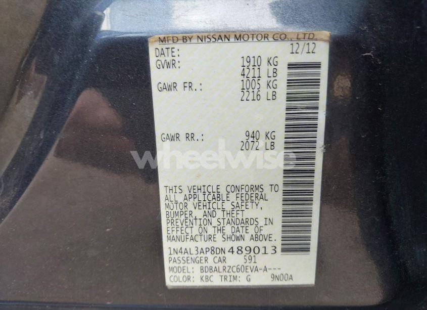 Photo 9 of 2013 Nissan Altima 2.5 S (VIN 1N4AL3AP8DN489013)