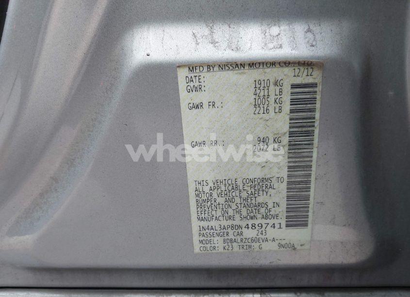 Photo 9 of 2013 Nissan Altima 2.5 S (VIN 1N4AL3AP8DN489741)