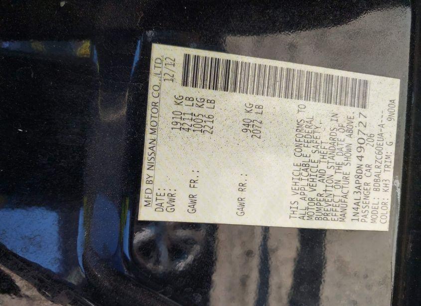 Photo 9 of 2013 Nissan Altima 2.5 S (VIN 1N4AL3AP8DN490727)