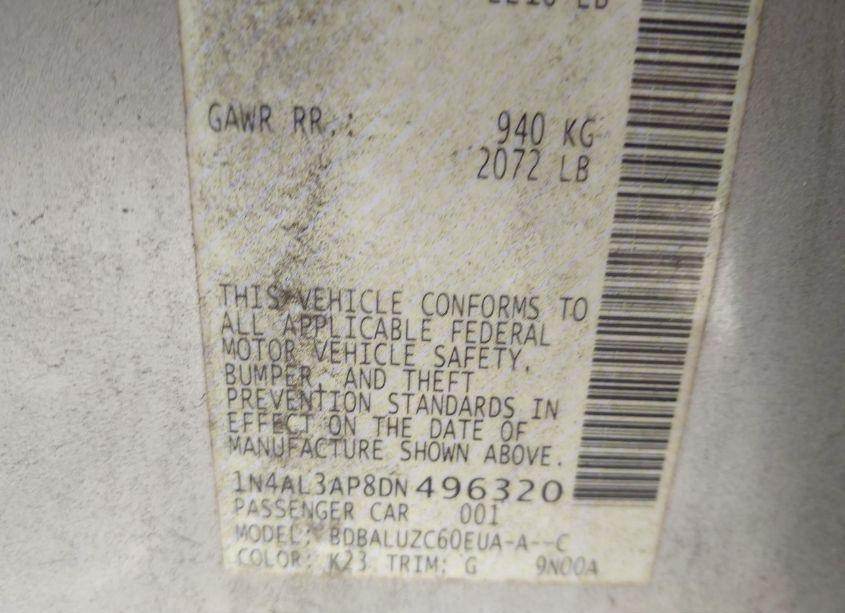 Photo 9 of 2013 Nissan Altima 2.5 SV (VIN 1N4AL3AP8DN496320)