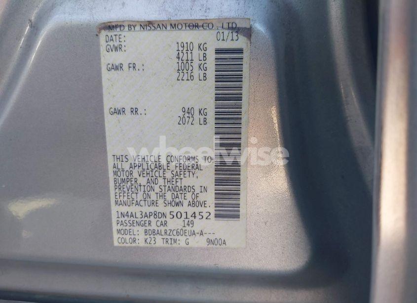 Photo 9 of 2013 Nissan Altima 2.5 S (VIN 1N4AL3AP8DN501452)