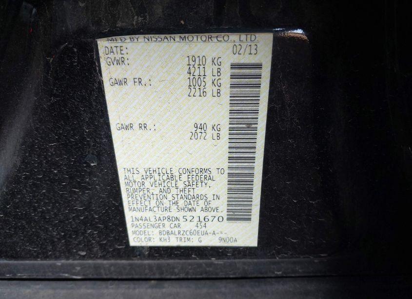 Photo 9 of 2013 Nissan Altima 2.5 S (VIN 1N4AL3AP8DN521670)