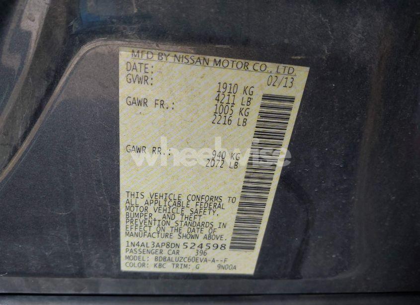 Photo 9 of 2013 Nissan Altima 2.5 SV (VIN 1N4AL3AP8DN524598)