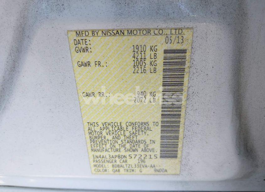 Photo 9 of 2013 Nissan Altima 2.5 SV (VIN 1N4AL3AP8DN572215)