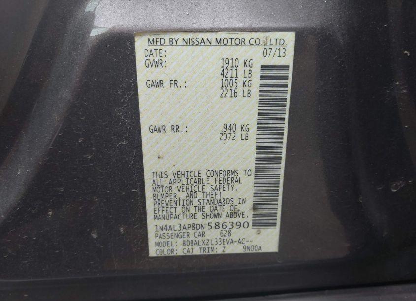 Photo 9 of 2013 Nissan Altima 2.5 SL (VIN 1N4AL3AP8DN586390)