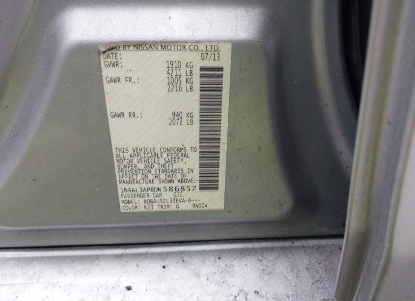 Photo 9 of 2013 Nissan Altima 2.5 S (VIN 1N4AL3AP8DN586857)