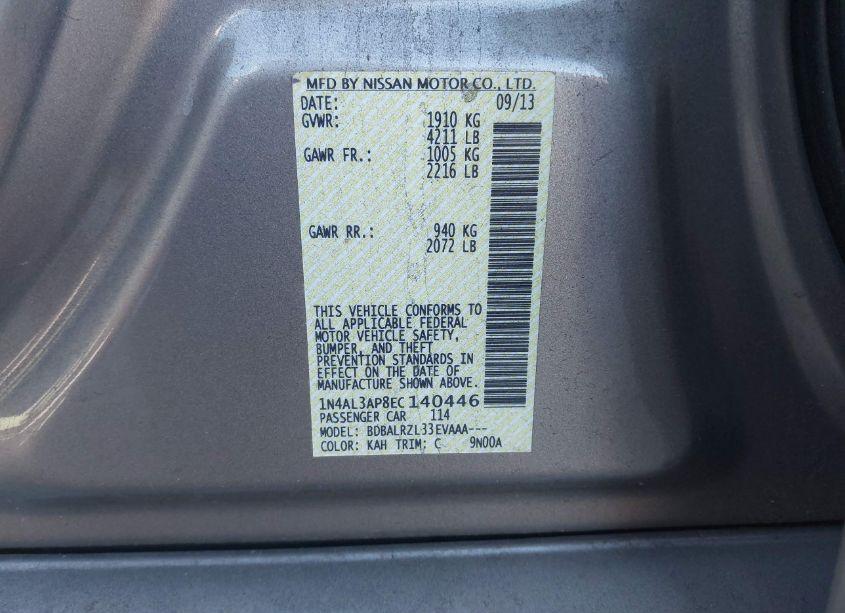 Photo 9 of 2014 Nissan Altima 2.5 S (VIN 1N4AL3AP8EC140446)