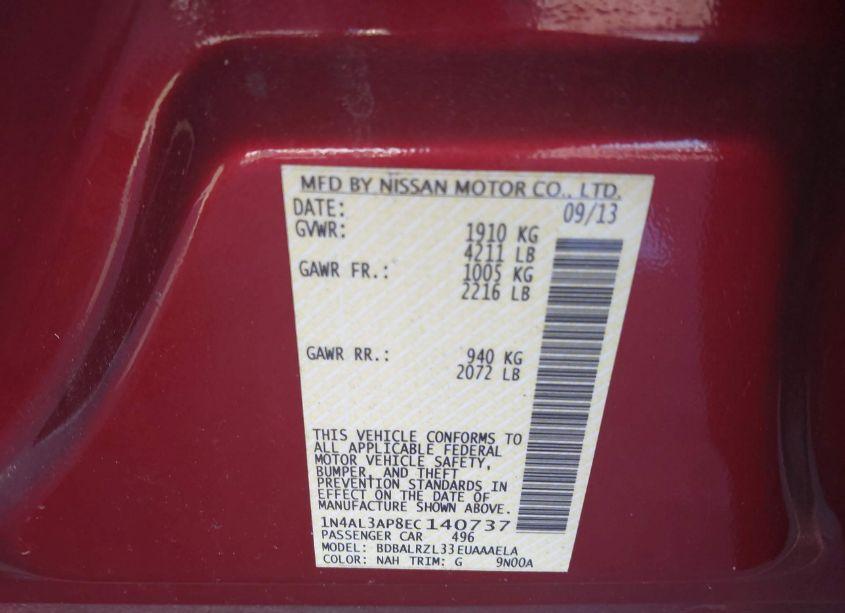 Photo 9 of 2014 Nissan Altima 2.5 S (VIN 1N4AL3AP8EC140737)