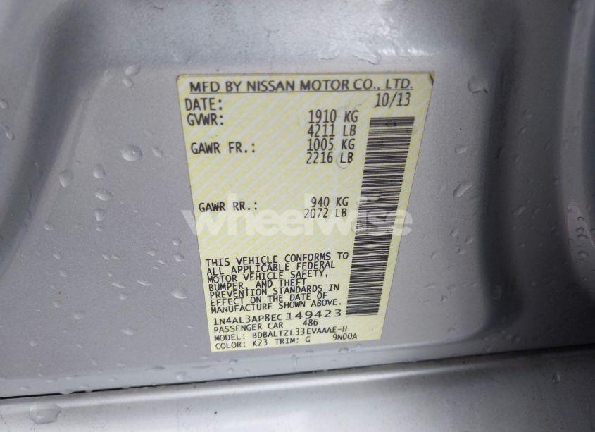 Photo 9 of 2014 Nissan Altima 2.5/2.5 S/2.5 SL/2.5 SV (VIN 1N4AL3AP8EC149423)