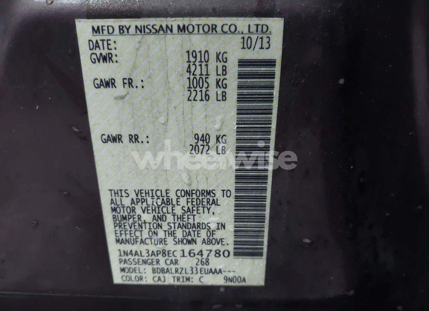 Photo 9 of 2014 Nissan Altima 2.5 S (VIN 1N4AL3AP8EC164780)