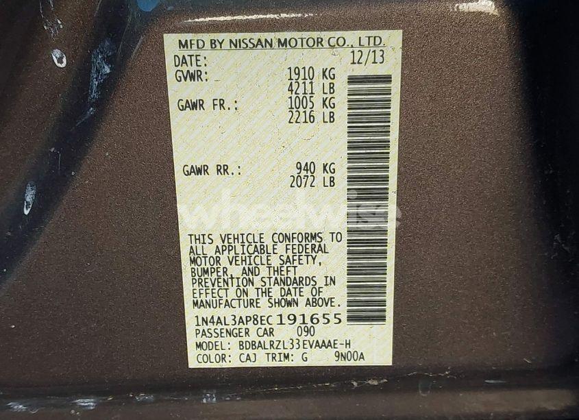 Photo 9 of 2014 Nissan Altima 2.5 S (VIN 1N4AL3AP8EC191655)