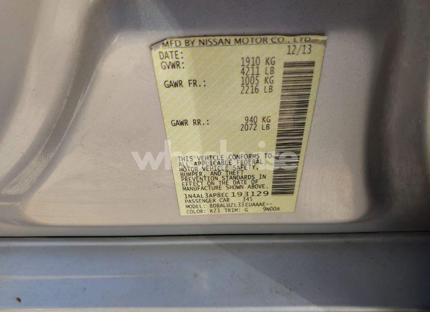 Photo 9 of 2014 Nissan Altima 2.5 SV (VIN 1N4AL3AP8EC193129)