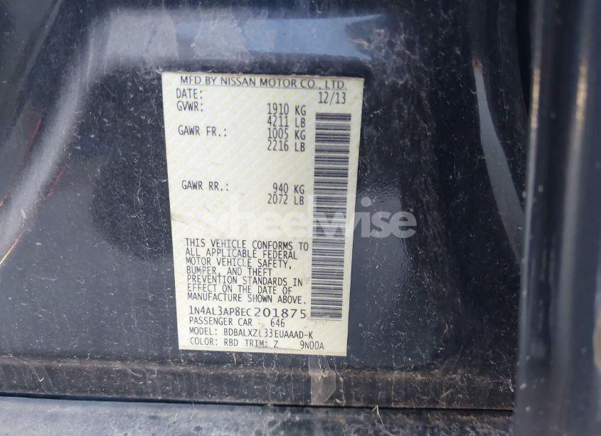 Photo 9 of 2014 Nissan Altima 2.5 SL (VIN 1N4AL3AP8EC201875)