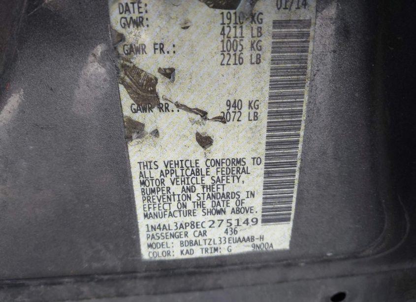 Photo 9 of 2014 Nissan Altima 2.5 SV (VIN 1N4AL3AP8EC275149)