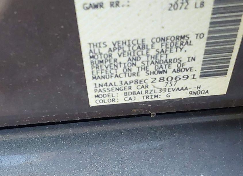 Photo 9 of 2014 Nissan Altima 2.5 S (VIN 1N4AL3AP8EC280691)