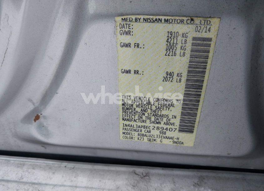 Photo 9 of 2014 Nissan Altima 2.5 SV (VIN 1N4AL3AP8EC289407)