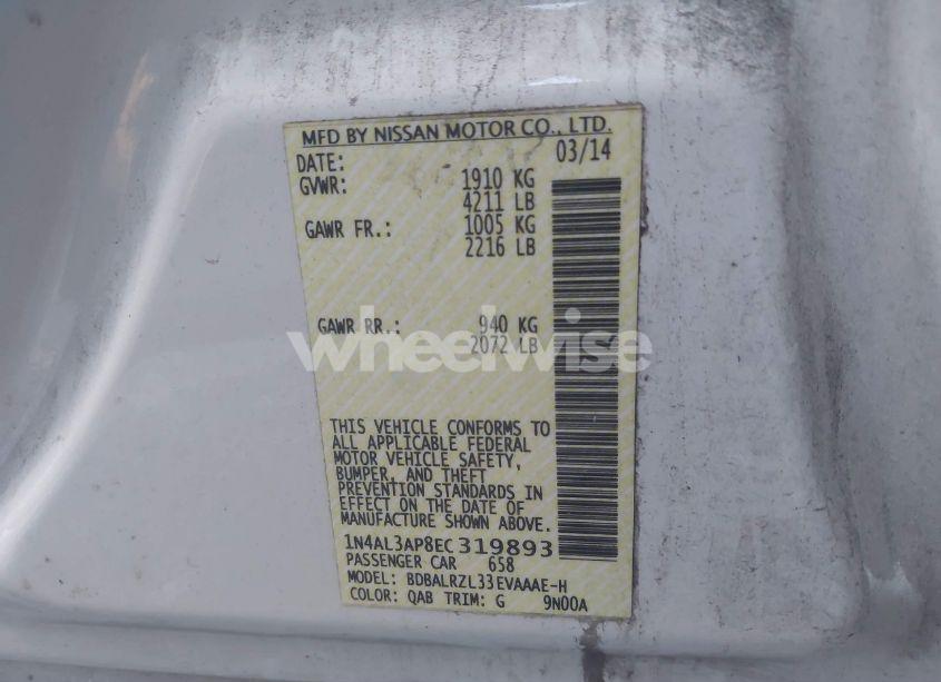 Photo 9 of 2014 Nissan Altima 2.5 S (VIN 1N4AL3AP8EC319893)