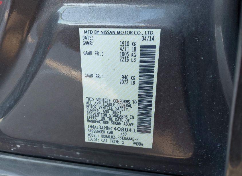 Photo 9 of 2014 Nissan Altima 2.5 S (VIN 1N4AL3AP8EC408041)