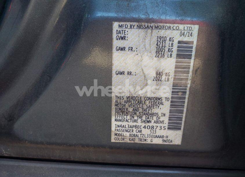 Photo 9 of 2014 Nissan Altima 2.5 SV (VIN 1N4AL3AP8EC408735)