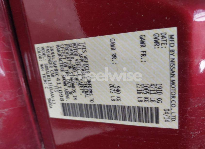 Photo 9 of 2014 Nissan Altima 2.5 S (VIN 1N4AL3AP8EC411098)