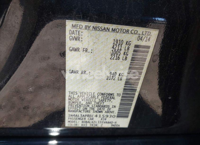 Photo 9 of 2014 Nissan Altima 2.5 SL (VIN 1N4AL3AP8EC415930)