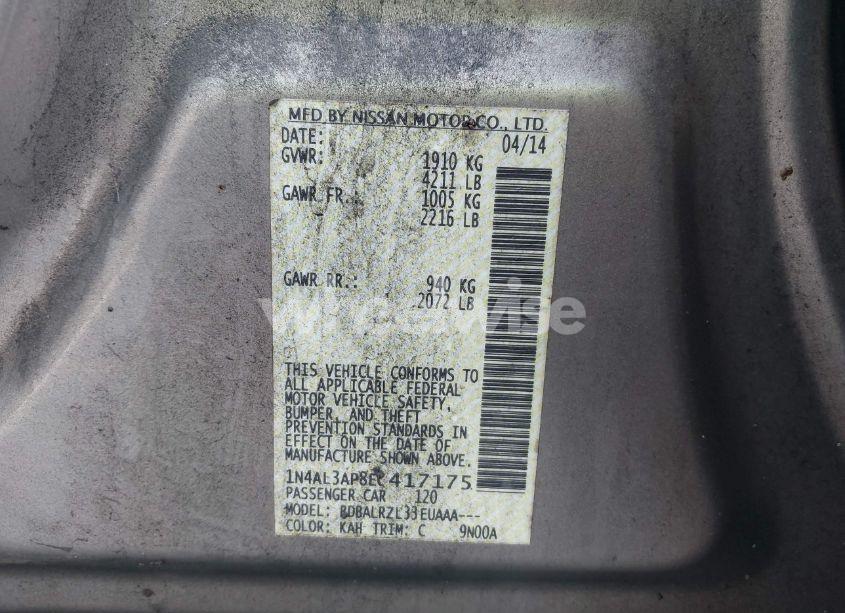 Photo 9 of 2014 Nissan Altima 2.5 S (VIN 1N4AL3AP8EC417175)
